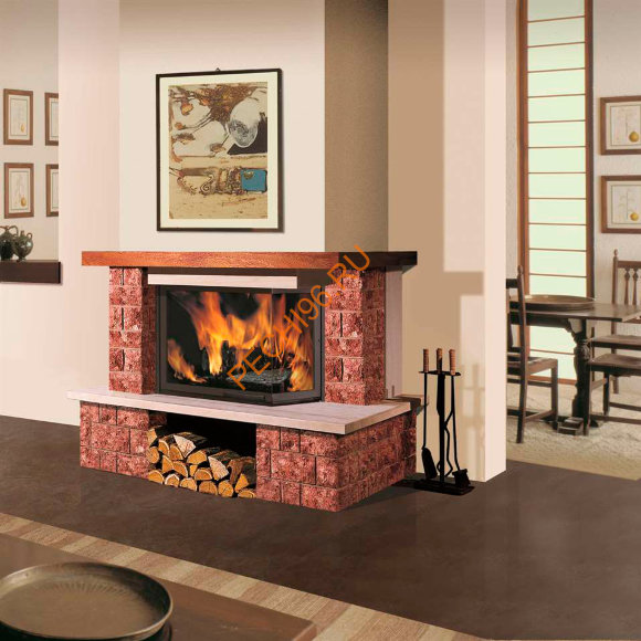 Дровяной камин EdilKamin TARRAGONA corner с топкой TEKNO 2N SX Дровяной камин EdilKamin TARRAGONA corner с топкой TEKNO 2N SX