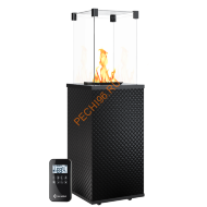 Камин уличный газовый Kratki PATIO/MINI/M/G31/37MBAR/CZ/P, черное стекло, тиснение, с пультом ДУ