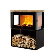 Печь-камин АСТОВ КУБ 3С 800 Песчаник на дровнике