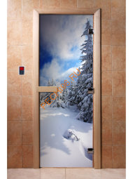 Дверь стеклянная DoorWood с фотопечатью «Зимний лес» Дверь стеклянная DoorWood с фотопечатью «Зимний лес»