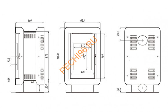 Печь-камин DEFRO HOME OVAL, 9кВт черная сталь Печь-камин DEFRO HOME OVAL, 9кВт черная сталь